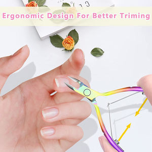 Venta al por mayor del arco iris de color de doble resorte pinzas para cutículas de acero inoxidable cortaúñas recortador para la belleza - Product Image 2