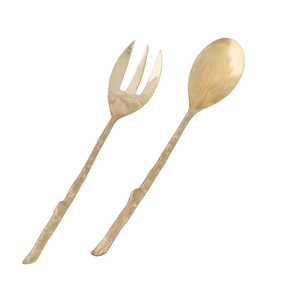 Saladier minimaliste en métal et acier brillant de style unique avec poignée en or Ensemble de couverts en miroir pour mariage - Product Image 6