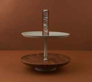 Support de gâteau de Base de vadrouille en bois classique avec des pâtisseries de gâteau élégantes de haute vente servant le support de serveur - Product Image 2