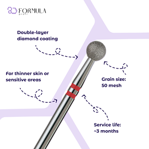 Broca Profesional de Diamante para Uñas, 4.5mm, Grano Rojo, para Manicura en Seco y Cuidado de Cutículas - Product Image 2