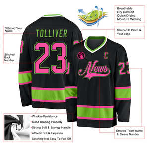 Haute Qualité Vintage Drôle Sublimation Brodé À Manches Longues Personnalisé Hommes Hockey Sur Glace Maillot Respirant Personnalisé Mode OEM - Product Image 2