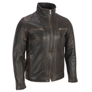 Veste en cuir en toile respirante personnalisée en gros mince tenue décontracté régulier avec col montant pour l'hiver veste en cuir pour hommes - Product Image 2