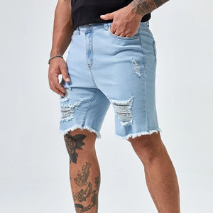 Mode empilé pantalons décontractés hommes jean shorts déchiré jeans shorts hommes été denim shorts - Product Image 4