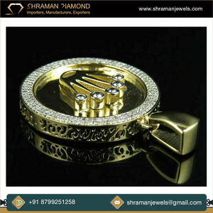 Collier pendentif rond en diamant naturel plaqué or argent 925 avec logo personnalisé glacé, bijoux fins vintage unisexe - Product Image 3