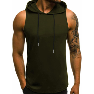 High Quality 2024 Custom Men <b>Sleeveless</b> <b>Hoodie</b> 100% Cotton Spring Casual Streetwear Fleece Made in Pakistan - Product Image 5