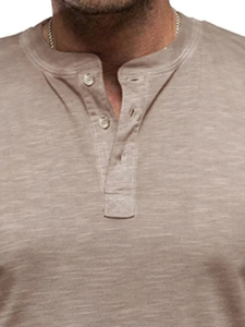 Người Đàn Ông Của Mùa Hè T-Shirt V Cổ Với Nút-up Chi Tiết Thoáng Khí Ngắn Tay Áo Màu Rắn Cơ Bản Phong Cách Thường Xuyên Phù Hợp Với Giản Dị & Chính Thức - Product Image 3