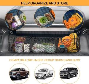 OEM/ODM <strong>Cargo</strong> <strong>Net</strong> Truck Bed Organizer Heavy Duty Tailgate Mesh for Pickup Truck Trunk Storage <strong>Net</strong> with 3 Pockets &amp; Metal Hooks - Product Image 2