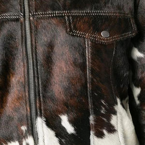 Chaqueta de Cuero Vacuno Puro de Primera Calidad, Chaqueta de Cuero con Cuello Alto de Lona, Transpirable, Informal, Servicio OEM Personalizado, Exportadores - Product Image 2