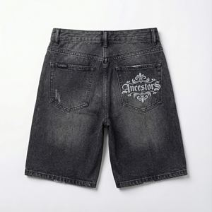 Shorts de Mezclilla para Mujer, Personalizados, Lisos, Teñidos, Estilo Urbano, Corte Regular, Desgastados, Casuales, de Gimnasio, Pantalones Cortos, Cintura Alta, Poliéster/Algodón - Product Image 2