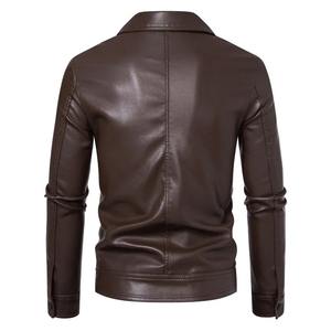 Nuevo 2026 primavera moda hombres Slim Fit High Street estilo Stand Collar chaqueta de cuero a prueba de viento buena calidad negocios Casual PU - Product Image 4