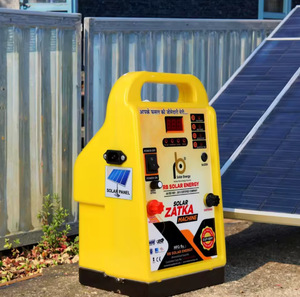 Électrificateur de clôture solaire haute puissance avec alarme et batterie de secours pour les fermes de chèvres, les ranchs bovins et le contrôle des animaux - Product Image 1