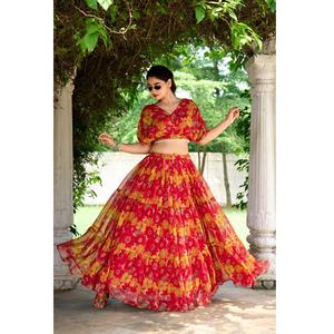 Lehenga Choli de gasa de diseñador de excelente calidad con blusa bordada para fiesta y ropa festiva disponible para precio de exportación - Product Image 1