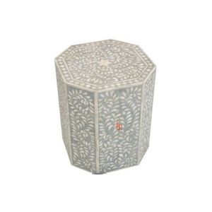 Tabouret décoratif en incrustation d'os de haute qualité en couleur noir et blanc pour meubles de maison et de salon Table basse tabouret en résine personnalisé - Product Image 4