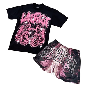 Nouveau personnalisé partout impression Streetwear graphique Boxy Fit recadrée t-shirt hommes et deux pièces ensemble hommes ensemble court - Product Image 5