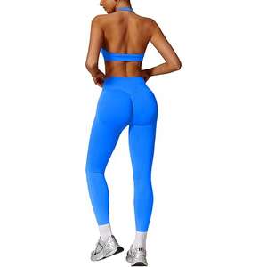 Ensemble de fitness, haut de sport sans couture et leggings taille haute, extensible, respirant, léger, vêtements pour femmes - Product Image 1
