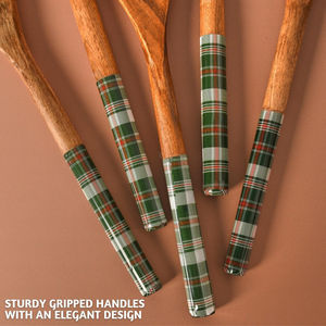 Ensemble de couverts en métal royal avec cuillère et fourchette à manche en bois, parfait pour les mariages à domicile, les restaurants d'hôtels et les tables. - Product Image 3