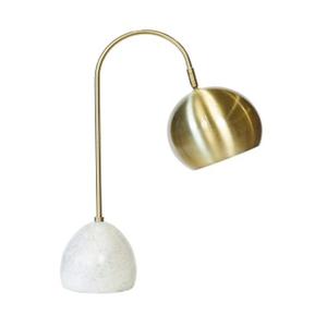 Abat-jour de table de luxe en marbre salon chambre à coucher bureau métal couleur blanche et dorée forme ronde éclairage intérieur lampes de table - Product Image 6