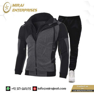 ชุดวอร์ม2ชิ้นสำหรับผู้ชายเสื้อแจ็กเก็ตลำลองแบบมีซิป + กางเกงชุดเล่นกีฬา - Product Image 2