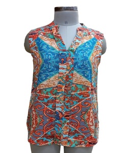 เสื้อเบลาส์แขนกุดผู้หญิงพิมพ์ลายโพลีเอสเตอร์น้ําหนักเบาพิมพ์ลายเสื้อเชิ้ตลําลองสําหรับเด็กผู้หญิง - Product Image 3