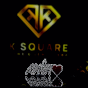 Colgante Hip Hop con nombre personalizado y corazón rojo, colgante con nombre personalizado o letra para hombre, colgante de moissanita, joyería Hip Hop Ice Out - Product Image 1