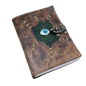 สมุดหนังปิดตาชั่วร้ายทำด้วยมือขนาด7x5นิ้วสมุด200หน้าสำหรับการร่างและของขวัญทางจิตวิญญาณ - Product Image 1