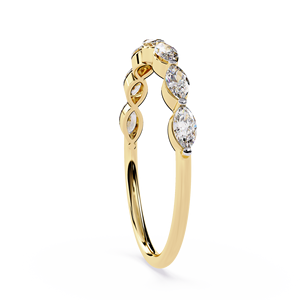 Bague minimaliste en or 18 carats avec diamant marquise naturel, demi-alliance, style simple, bijou empilable, alliance de mariage, bague de fiançailles - Product Image 3