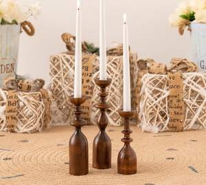 Bougeoir en bois bougeoirs pour pièce maîtresse de table bougeoirs chandeliers de décoration de ferme moderne chandeliers convient à 3/4 "ou 7/8 - Product Image 5