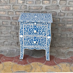 Espaces sophistiqués, console en MDF écologique durable fabriquée par des artisans, design traditionnel en incrustation d'os, décoration de chambre à coucher, fabrication artisanale - Product Image 1