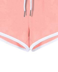 Shorts de course pour femmes en pêche avec bordure blanche, taille élastique et cordon de serrage, vêtements de sport d'été, séchage rapide, shorts de sport décontractés - Product Image 5