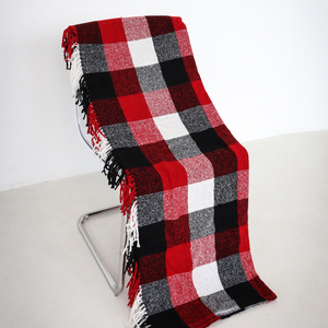 Manta a cuadros de mezcla de lana en rojo, negro y CM, manta a cuadros suave, sofá cama acogedor, regalo, técnicas tejidas de tamaño personalizado - Product Image 5