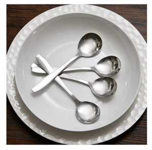 Cuillère à soupe à dessert en acier miroir, vente en gros de vaisselle de bonne qualité, service de couverts, cuillère en acier inoxydable de 6 pièces - Product Image 3