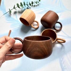 Tasse en bois d'acacia tasse à café Koi avec poignée taille 8x5cm/7x7cm couleur naturelle couleur personnalisée sécurité pour la santé par Vitrapro - Product Image 6