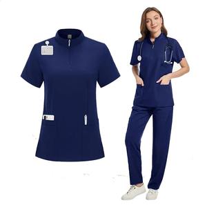 Conjunto de Uniformes Médicos para Hombre, Blusa de Manga Corta con Bolsillos y Botones, Ropa de Trabajo para Salón de Belleza y Spa - Product Image 3