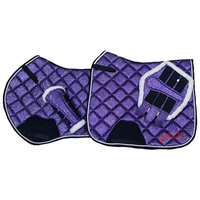 Tapis de selle équestre CST 221 S-box Blue Glitter Jumping Horse, doublure en polycoton, logo personnalisé, haute qualité