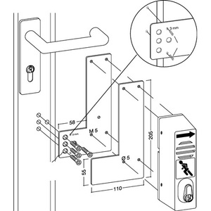 Placa de Montaje 901/991 470 para Puertas de Vidrio, Dispositivo de Asistencia para Elevadores DIN Links/Derecho L175xB170mm GFS - Product Image 3