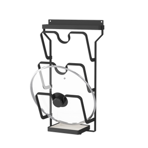 Organizzatore Salvaspazio in Metallo a 3 Ripiani per Coperchi di Pentole, Montaggio a Parete Senza Foratura con Vassoio Raccogligocce per Cucina e Soggiorno - Product Image 6