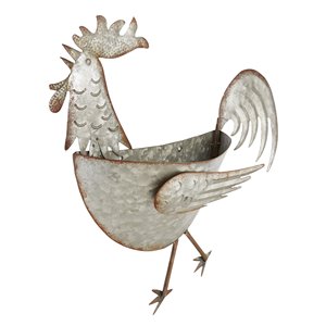 Jardinière murale en métal galvanisé en forme de coq, pour l'intérieur et l'extérieur, pot de fleurs élégant pour la décoration de la maison - Product Image 2