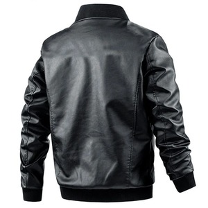 Veste de moto décontractée en faux cuir bleu pour homme Manteau zippé surdimensionné dans les tailles 5XL 6XL 7XL 8XL Tissu en toile pour motards - Product Image 4