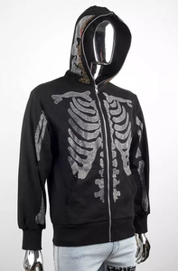 Sudadera con capucha de algodón y poliéster 100% para hombre, sudaderas con cremallera polar, detalle de diamantes de imitación, estilo de calle para fabricante de ropa de invierno - Product Image 5