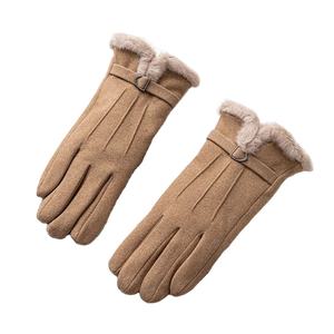 Gants d'hiver pour femmes de haute qualité, 100% cuir véritable, marque de luxe, épais, compatibles avec les écrans tactiles, gants de conduite à la mode, en peau de mouton - Product Image 3