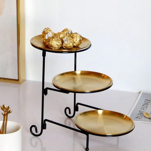 Elegant Display Metal Cake <b>Stand</b> With Carved Edge Pattern Perfect For Hosting Tea Parties And Indoor Outdoor Events - Product Image 1