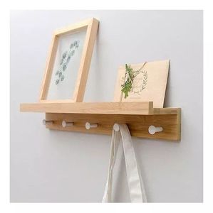 Space-Saving Wooden Hanging <b>Shelf</b> <b>with</b> Integrated Decorative <b>Hooks</b> VIET FARGIMEX - Product Image 2