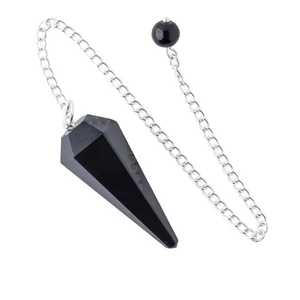 Pendule en cristal de pierre de soleil naturelle en gros pour la guérison Reiki, la radiesthésie et l'équilibrage des chakras pierre précieuse polie avec chaîne - Product Image 5