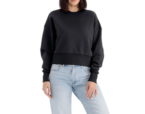 Sudadera recortada con cuello redondo para mujer, Jersey informal suave y cómodo de Ashiba Sports - Product Image 1