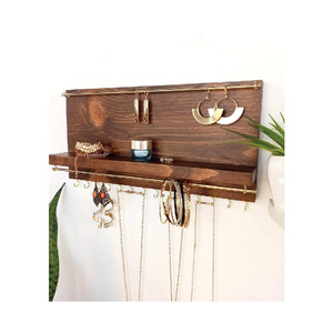 Étagère à bijoux en bois : Présentoir pour colliers et boucles <span class=keywords><strong>d</strong></span>'oreilles <span class=keywords><strong>au</strong></span> charme rustique - Product Image 1