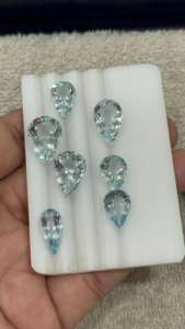 ลูกแพร์ธรรมชาติคุณภาพสูงพลอยอความารีนพลอยพลอยพลอยสังเคราะห์สีฟ้าใส - Product Image 4