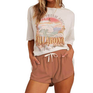 Shorts taille haute pour femme, décontractés d'été, avec cordon élastique, pour la détente, la gym et le sport, avec poches, en coton respirant - Product Image 4