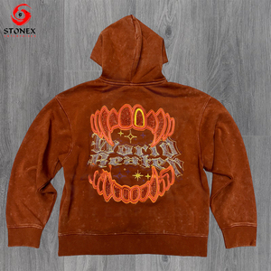 Custom Logo Printed Breathable Flare Sweatpants and Zip-Up Hoodie Two-Piece Set Rhinestone Winter Men <b>Tracksuit</b> - Product Image 5
