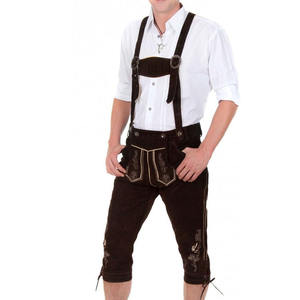 Nuevo diseño Color liso bordado cuero de vaca Lederhosen por encima de la rodilla correas ajustables cultivos espalda bávaro Unisex - Product Image 1
