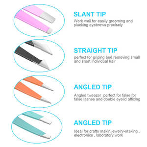 Pinzas de Acero Inoxidable para Cejas para Mujer, Paquete de 4, Punta Inclinada de Precisión, Depilación Profesional de Cejas - Product Image 2